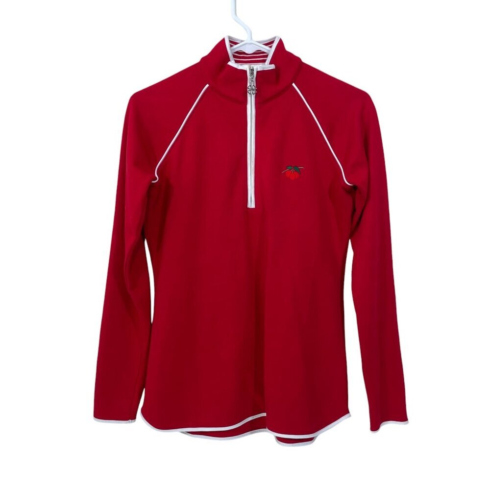 Clover Bobby Jones Womens XS Top 1/4 Zip Golf Pullover Red Stretch Long Sleeve